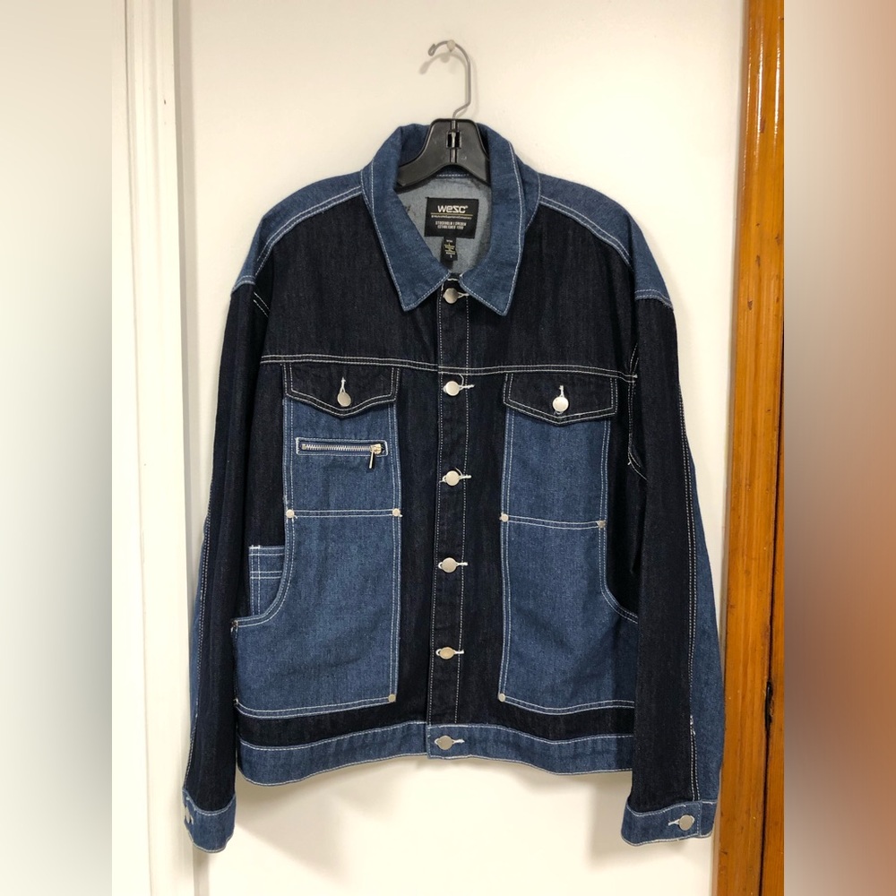 WESC UNISEX TRUCKER JACKET Mens L, Womens XL Color Blue